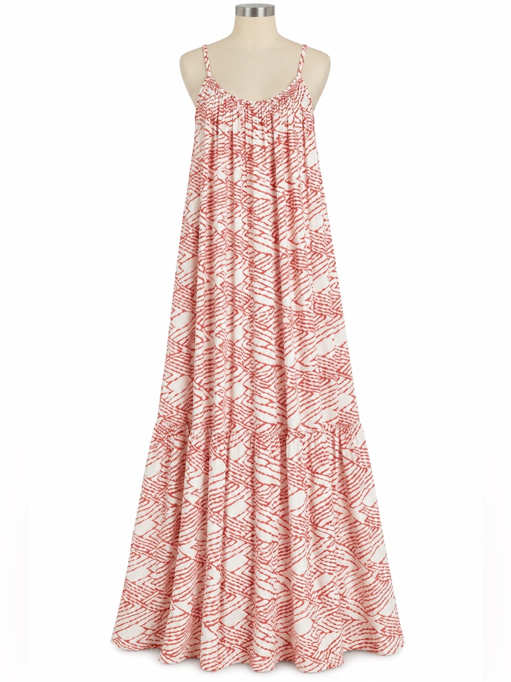 Custom made Lightweight White and Coral Printed Maxi Dress